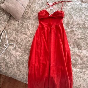 Vibrant Coral Halter Dress